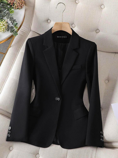Women's Blazer - Tailored Fit - Single Button - Notch Lapel - Formal Wear