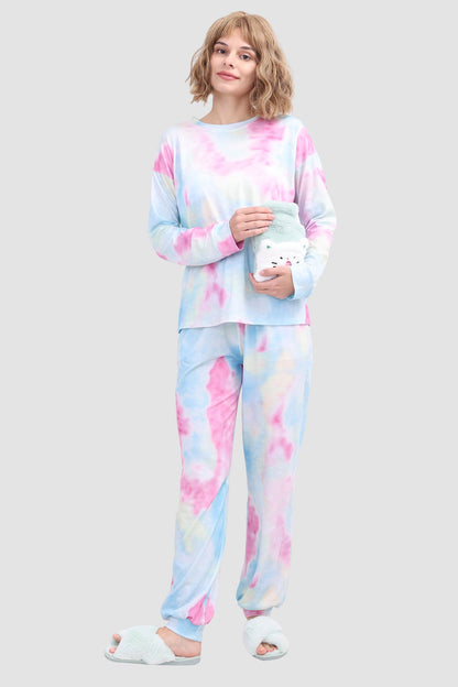 Women's tie-dye long sleeve lounge set