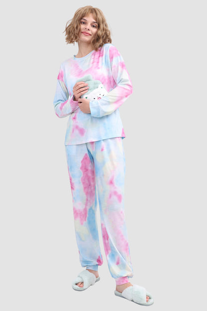 Women's tie-dye long sleeve lounge set