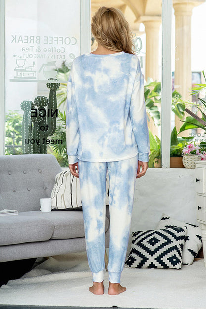 Women's tie-dye long sleeve lounge set