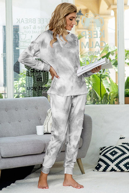 Women's tie-dye long sleeve lounge set