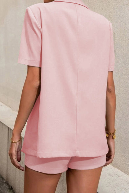Serra - short sleeve blazer & high waist shorts set