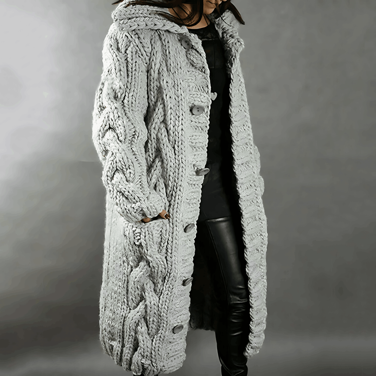 Women's warm long cardigan