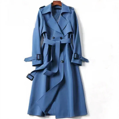 Women's long belted trench coat