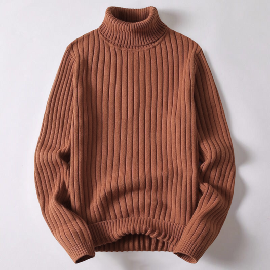 Warm Ribbed Knit Turtleneck Sweater