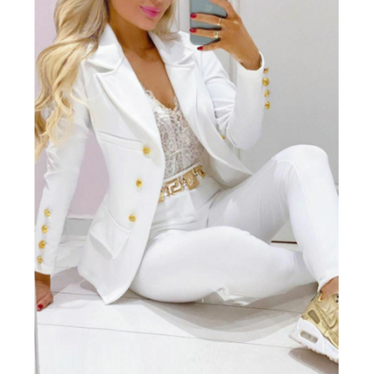 Single-Breasted High-Waisted Suit and Pant Set