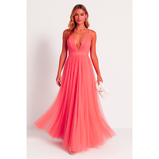 Flowy Lightweight Cinched Waist Maxi Dress