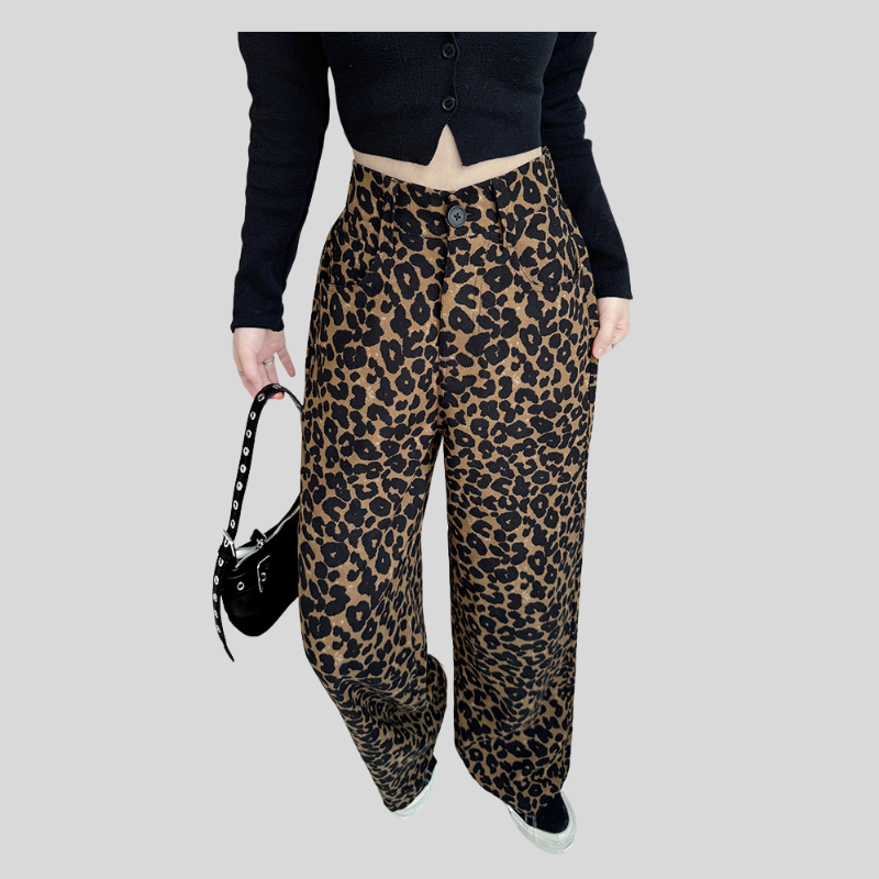 Leopard Print Wide Leg Pants