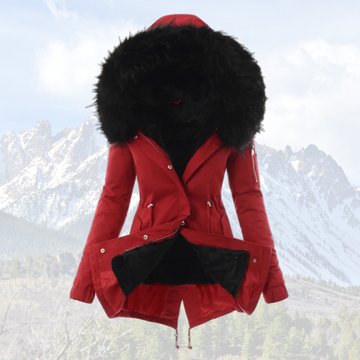 Women's thermal insulated winter jacket - Faux-fur hooded stylish winter coat