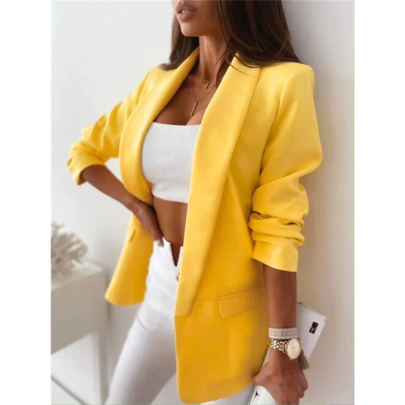 Casual Office Blazer with Front Pockets