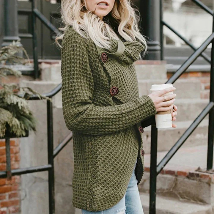 Women's modern a-symmetric turtleneck sweater
