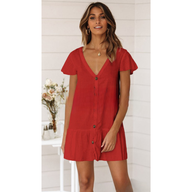 Relaxed Fit Button-Down Mini Dress