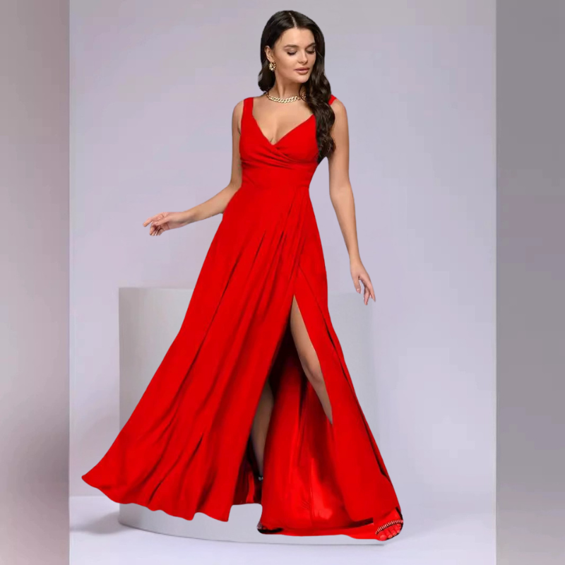 Women's Elegant Evening Gown – Floor-Length with Slit