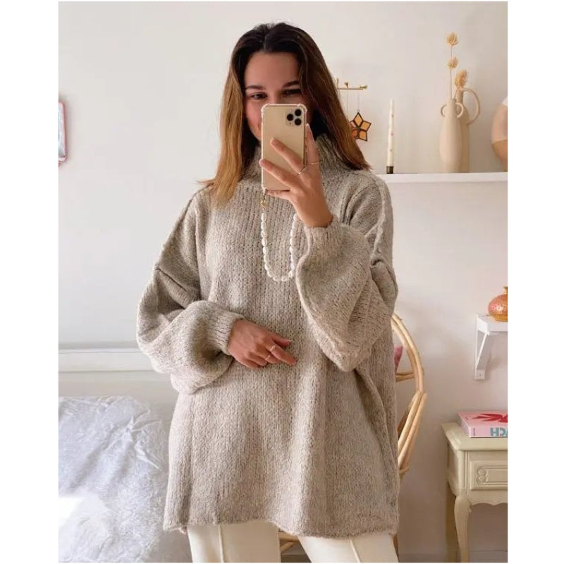 Women's half high collar knitted pullover sweater