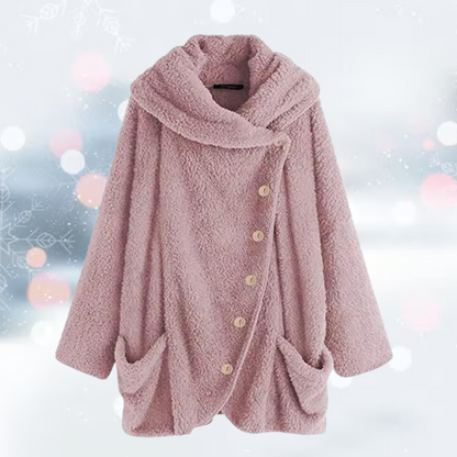 Women's luxe plush coat for cold days