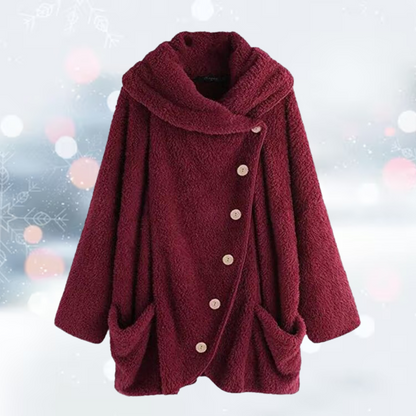 Women's luxe plush coat for cold days
