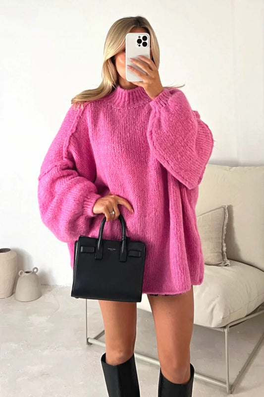 Chunky Textured Oversized Fit Knit Sweater