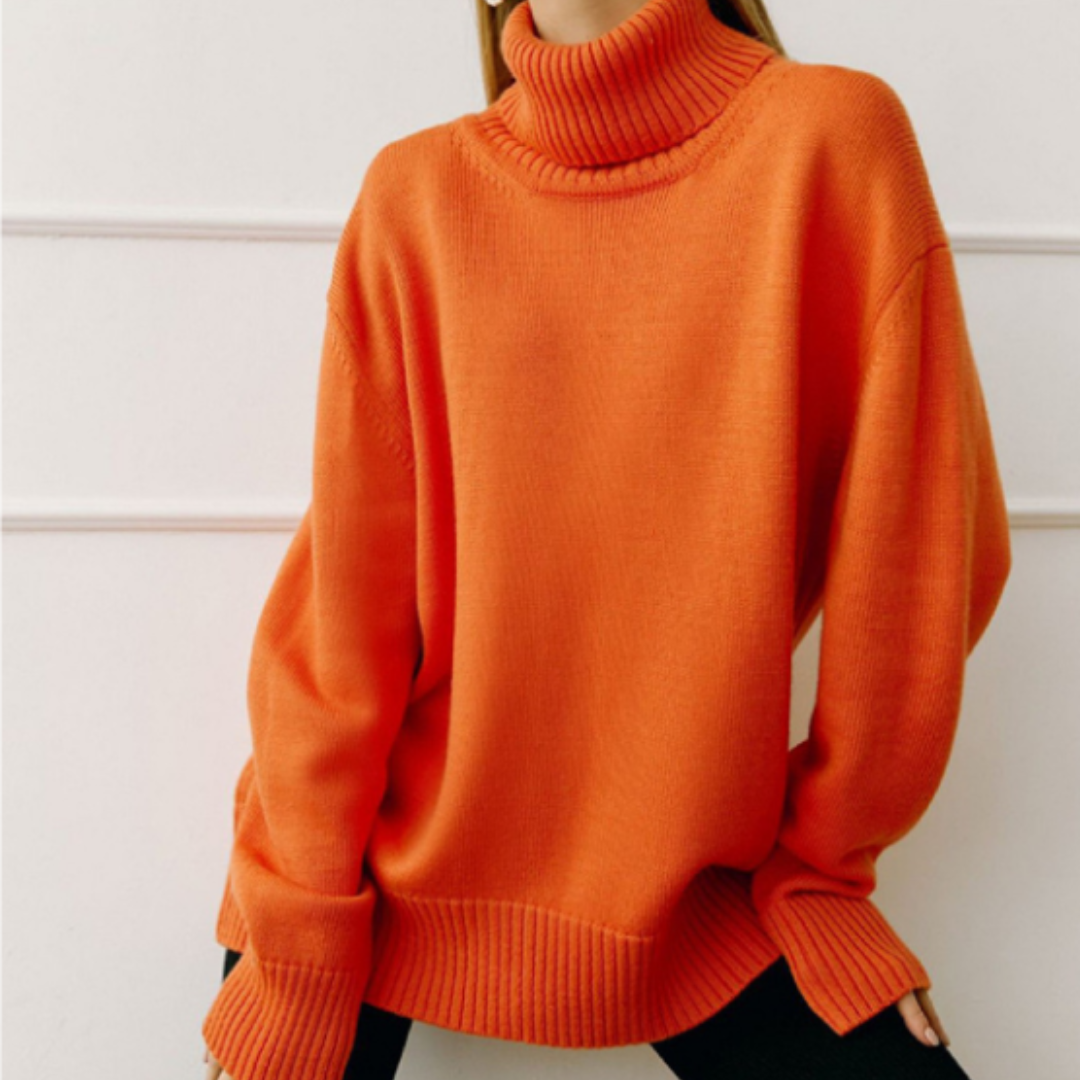 Elegant turtleneck loose knitted sweater for women