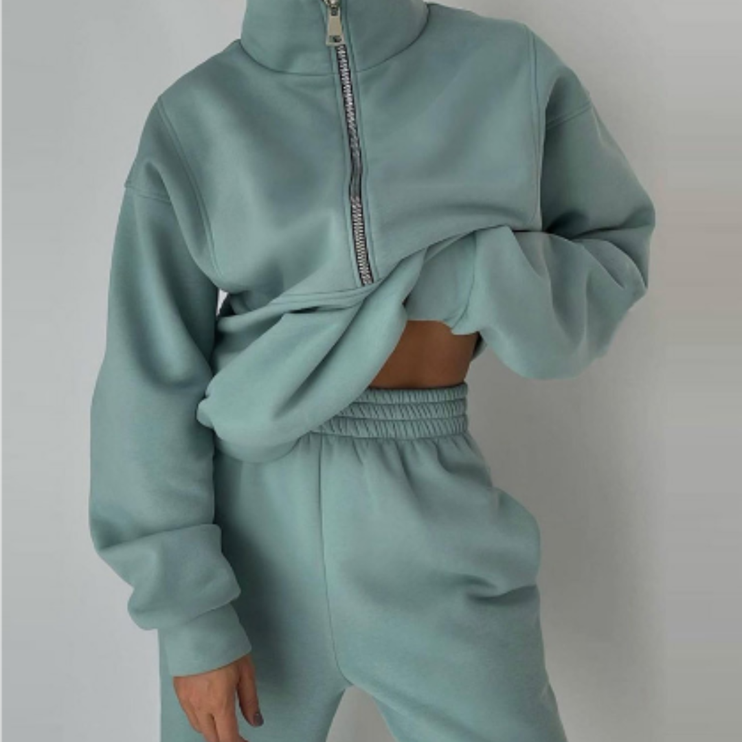 Women's comfortable tracksuit with high collar