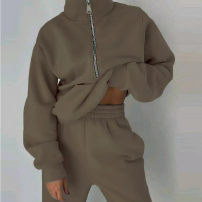 Women's comfortable tracksuit with high collar