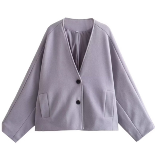 Loose V-Neck Short Jacket