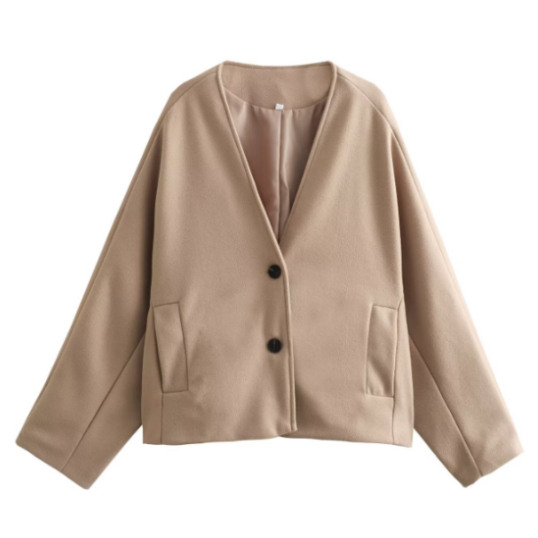 Loose V-Neck Short Jacket