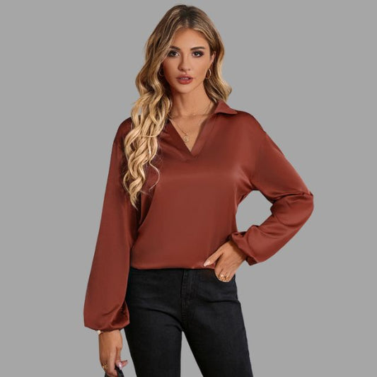 Relaxed V-Neck Collar Blouse