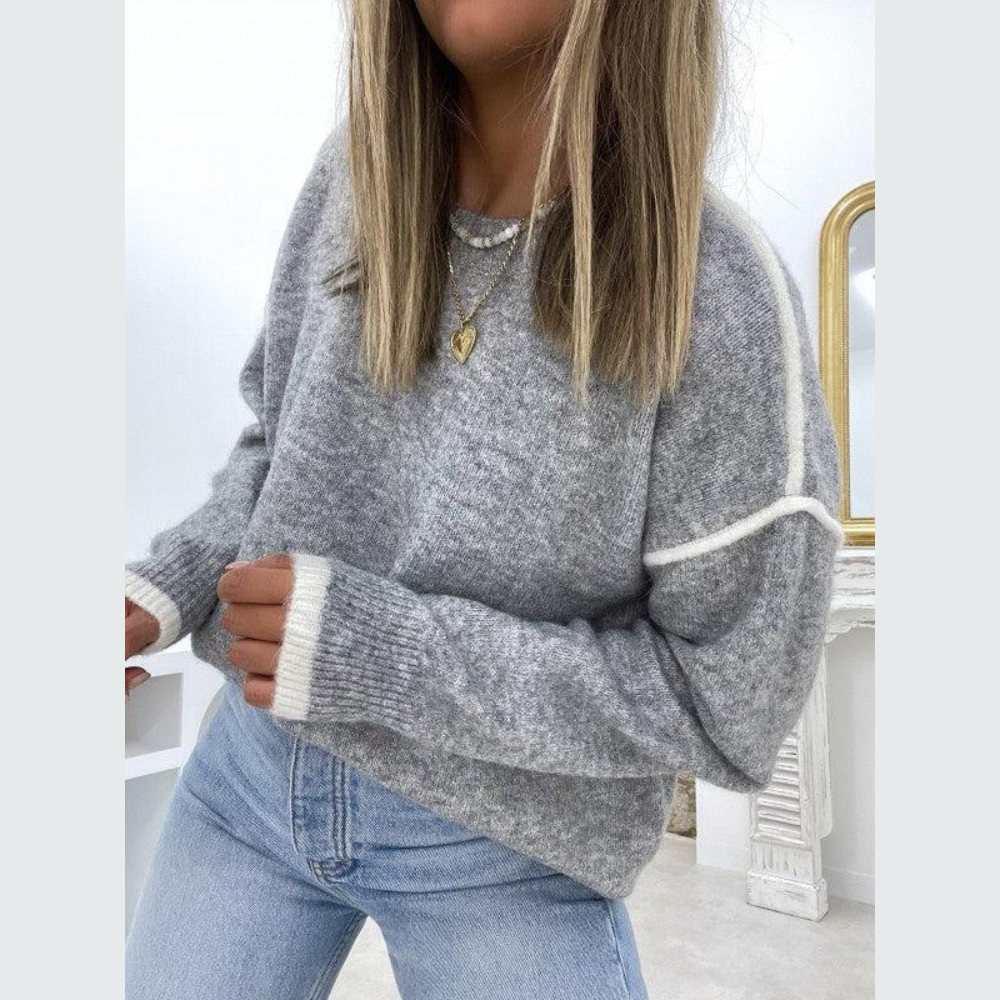 Women's loose round neck drop shoulder sweater