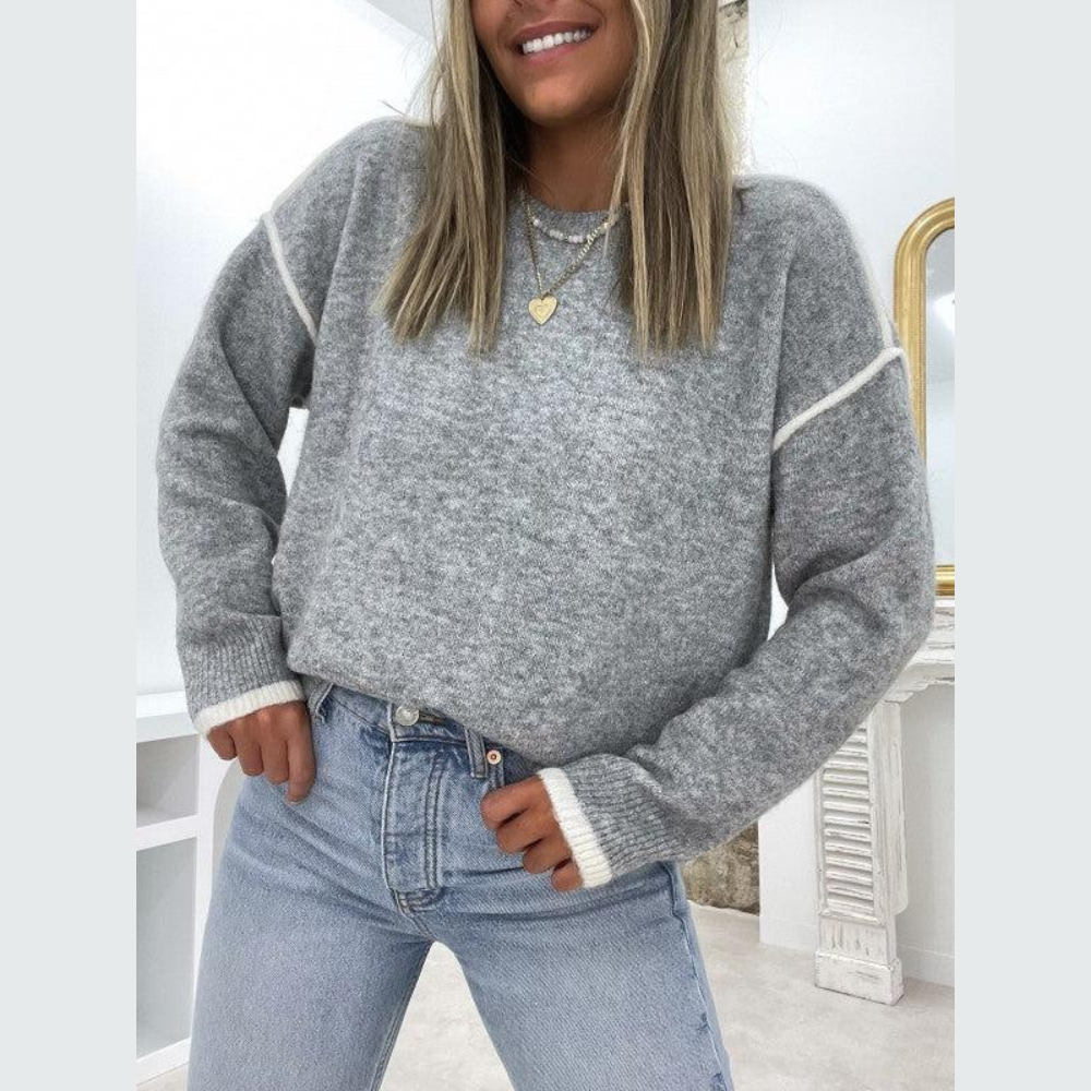 Women's loose round neck drop shoulder sweater