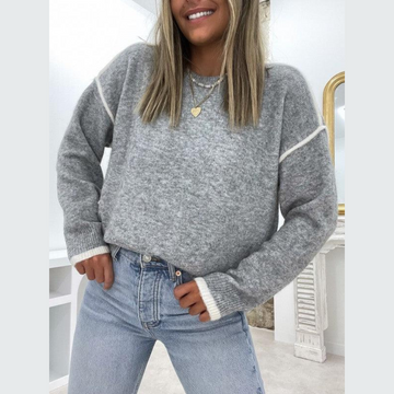 Women's loose round neck drop shoulder sweater