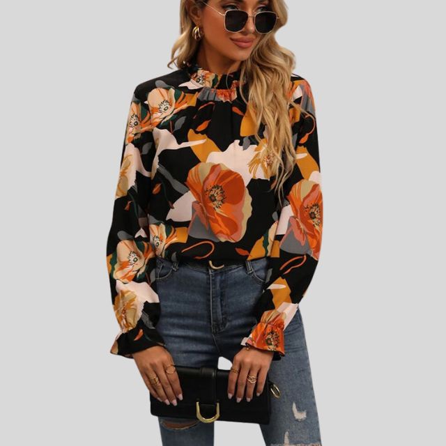 Floral Print Relaxed Fit Puff Sleeve Blouse