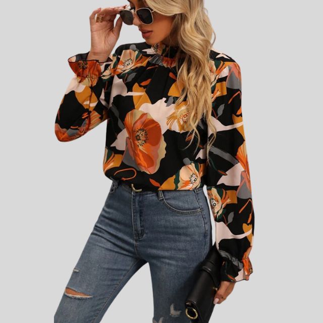 Floral Print Relaxed Fit Puff Sleeve Blouse