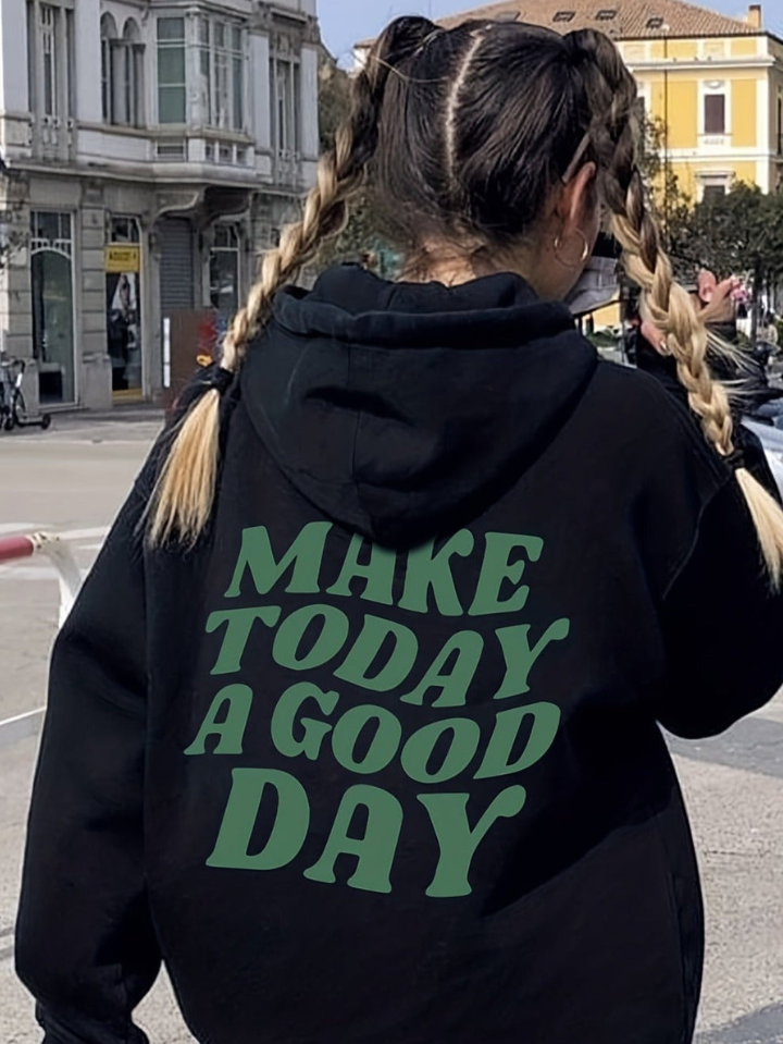 Women's drop shoulder oversized hoodie with letter back  print