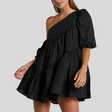 Celina - Chic One-Sided Mini Dress with Ruffles