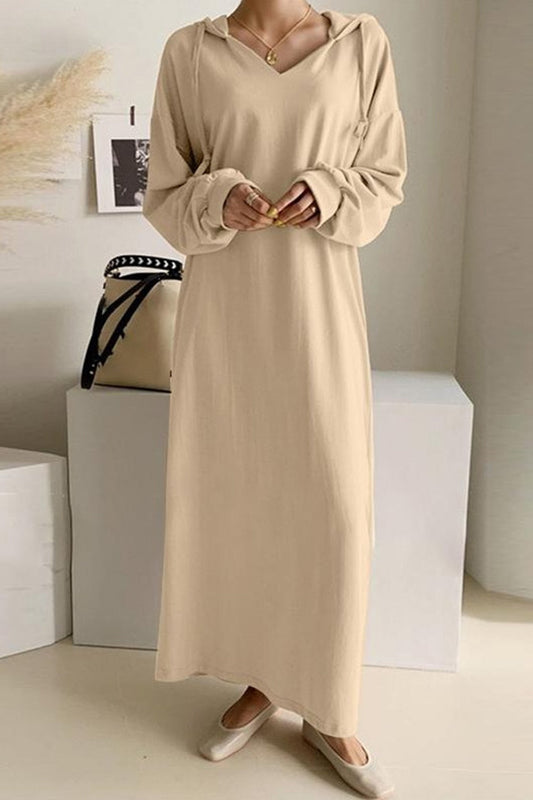 Elegant Loose Fit Long Sleeve Maxi Dress