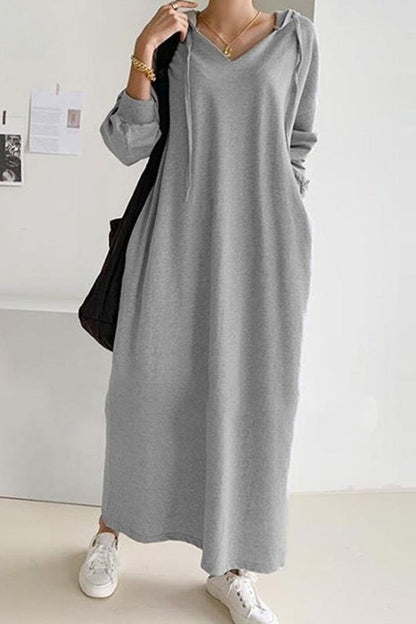 Women's Maxi Dress - V-Neck - Long Sleeve - Casual Loose Fit Elegant Style