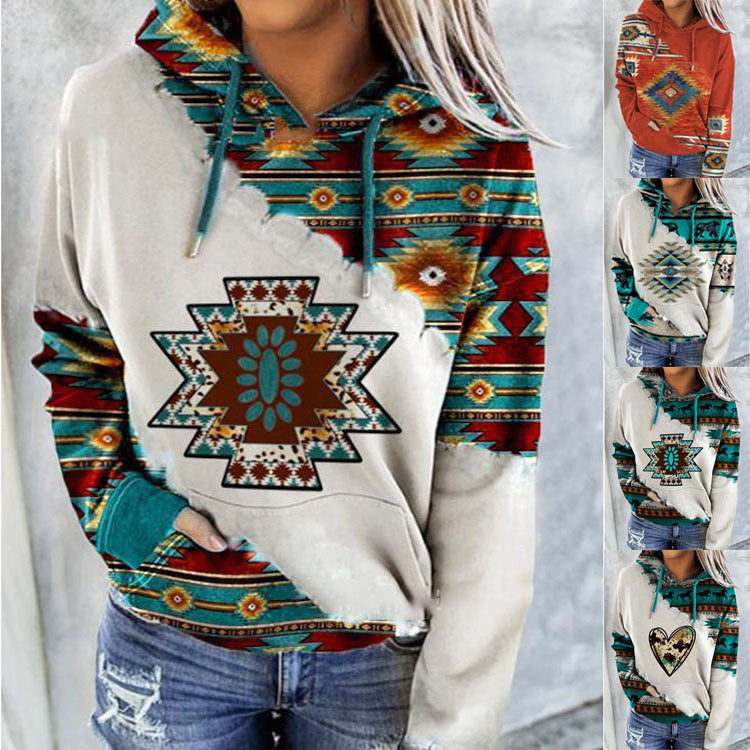 Women's ethnic style printed sweatshirts