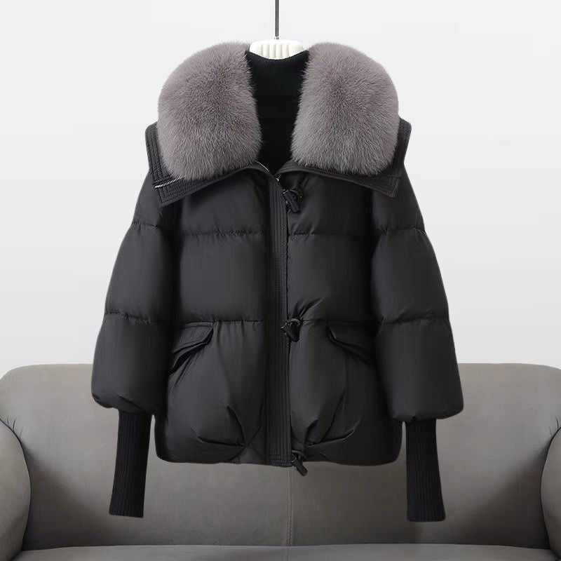 Woven Faux Fur Relaxed Fit Puffer Jacket