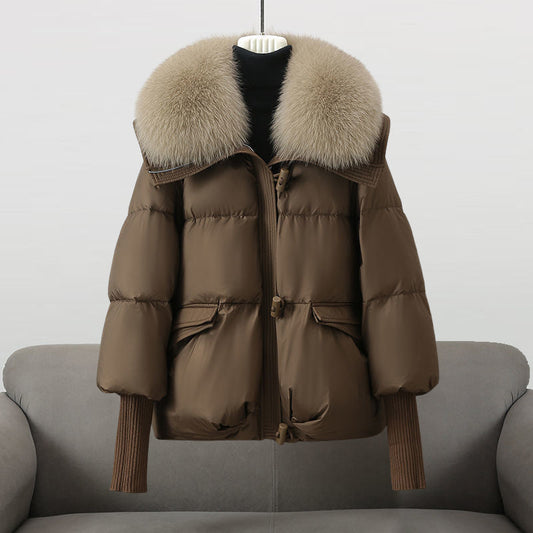 Woven Faux Fur Relaxed Fit Puffer Jacket