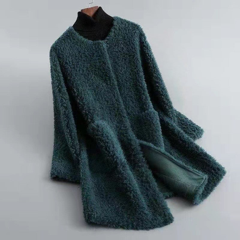 Siena Relaxed Fit Coat | Open Front Shearling Detail Coat