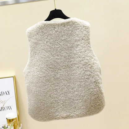 Women's faux lambswool plush fur vest