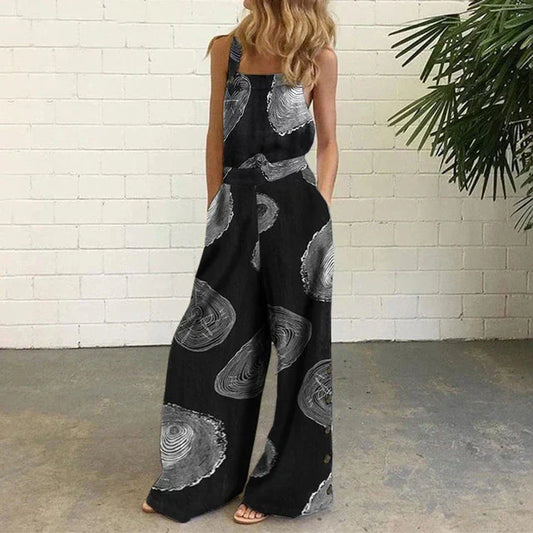 Printed Wide-Leg Sleeveless Summer Jumpsuit