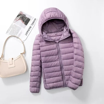 Women's Puffer Jacket - Quilted Hooded Design - Lightweight Insulated Warmth