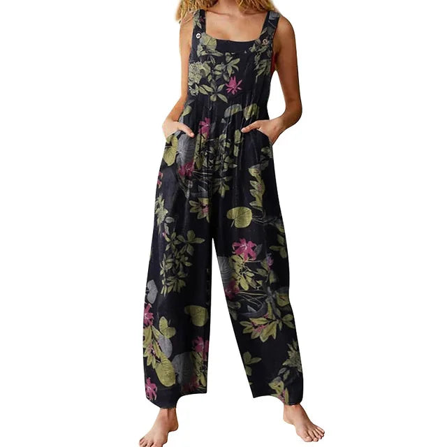 Floral Print Relaxed Wide-Leg Jumpsuit