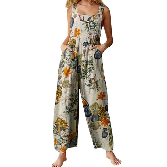 Floral Print Relaxed Wide-Leg Jumpsuit