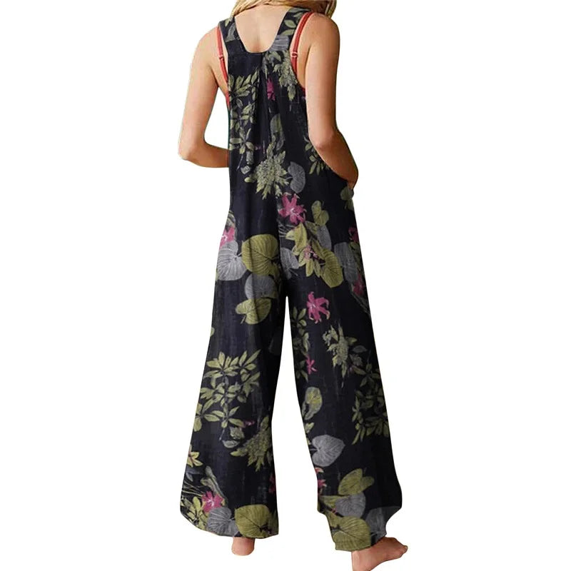 Floral Print Relaxed Wide-Leg Jumpsuit