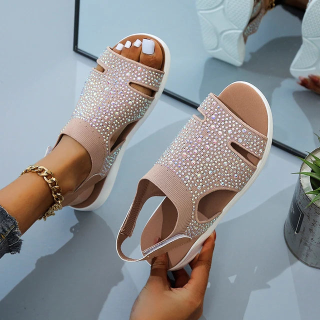 Odessia - Casual flat slippers with crystals