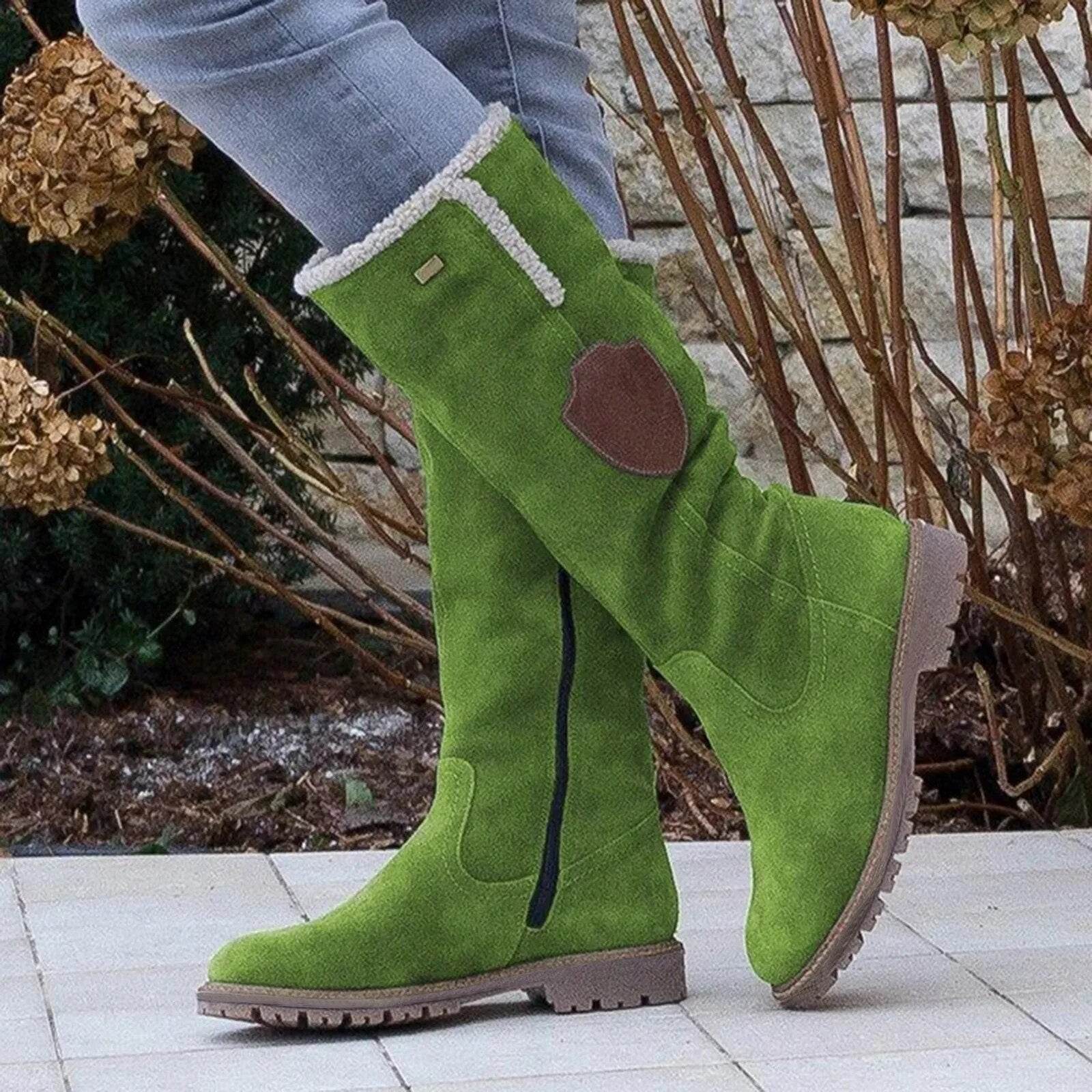 Plush Lined Suede Mid-Calf Boots 