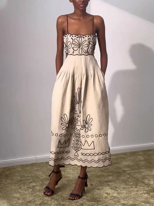 Bohemian Spaghetti Strap Beach Maxi Dress