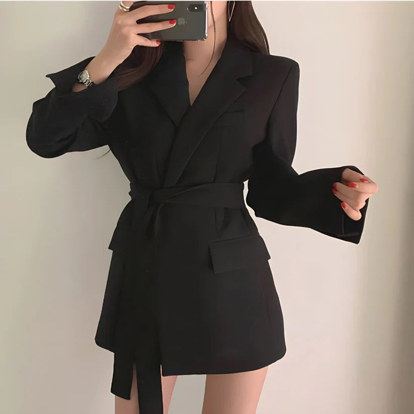 Elegant mini blazer with belt for women